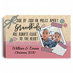 Personalized Photo Side By Side Or Miles Apart Grandkids Are Always Close To The Heart Framed Canvas - Unframed Poster, White, 0.75'' Framed Canvas
