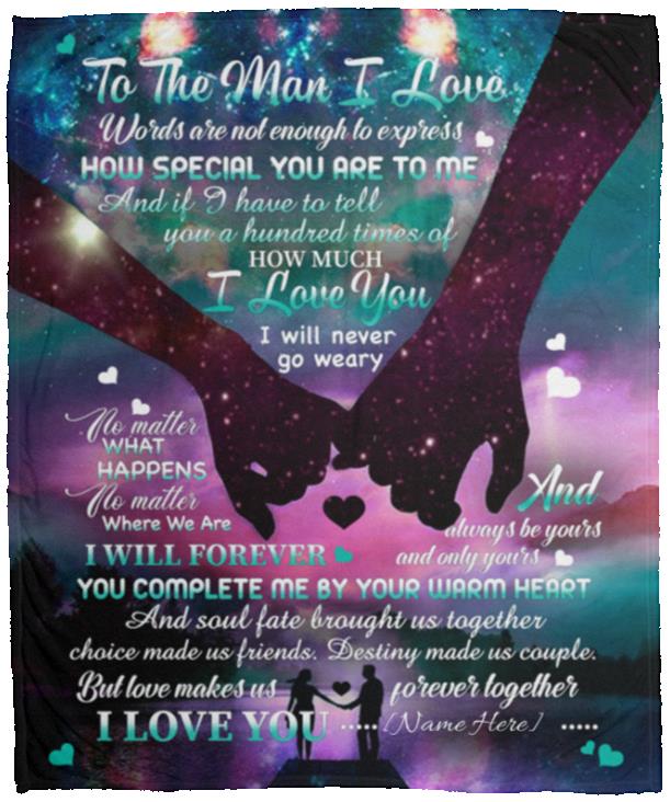 Personalized To The Man I Love Blanket, White, Cozy Plush Fleece Blanket - 50x60