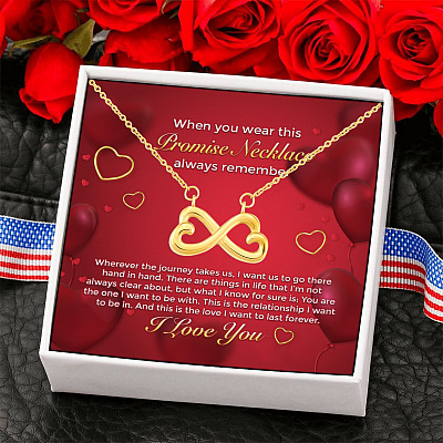 You Are the One I Want to Be with Go Hand in Hand Love Journey Infinity Heart Pendant Necklace