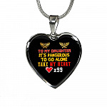 To My Daughter It's Dangerous to Go Alone Take My Heart - Daughter Necklace - Heart Pendant Necklace - Heart Luxury Necklace (Silver)