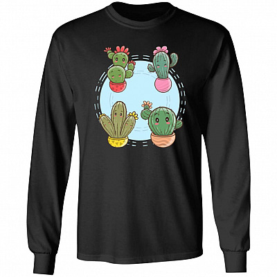 Cactus Hoodie, Black, Long Sleeve