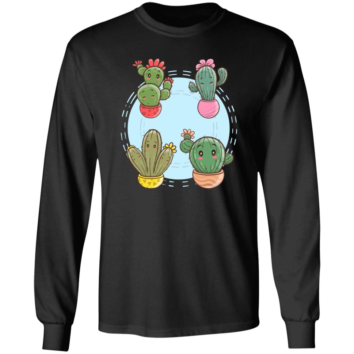 Cactus Hoodie, Black, Long Sleeve