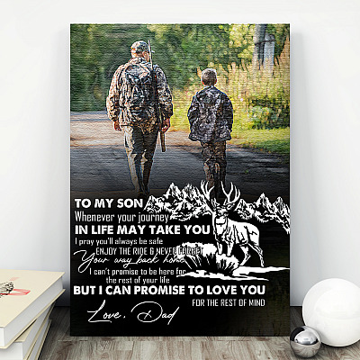 Alternative view of Deer Hunting To My Son Whenever Your Journey In Life Gallery Wrapped Framed Canvas Prints - Unframed Poster