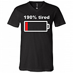 190 Percent Tired Low, Black, V-Neck T-Shirt