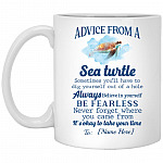 Personalized Sea Turtle, White, 11 oz. White Mug Personalized Sea Turtle, White, 11 oz. White Mug