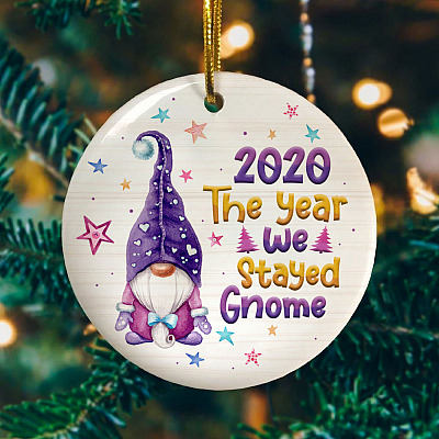 The Year We Stayed Gnome Holiday Flat Circle Ornament Keepsake