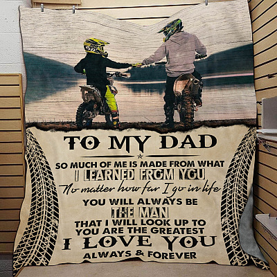 Alternative view of To My Dad I Learned From You Fleece Blanket - Premium Sherpa Blanket - Motorcross Dad Blanket