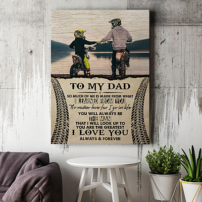 Alternative view of To My Dad I Learned From You Framed Canvas - Unframed Poster - Motorcross Dad Wall Art