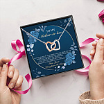 Daughter to My Mother-In-Law I Can See His Face in Yours when It Gleams Interlocking Hearts Pendant Necklace