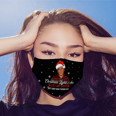 Alternative view of Christmas Lights Are A Lot Like Epstein They Don’t Hang Themselves Reusable - Printed Cloth Face Mask Cover