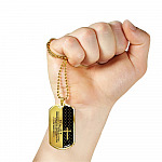 From Mom And Dad To My Son Always Remember You Are Braver Than You Believe Jesus Cross Dog Tag Pendant Necklace - Dog Tag (Gold Plated)