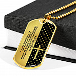 From Mom And Dad To My Son Always Remember You Are Braver Than You Believe Jesus Cross Dog Tag Pendant Necklace - Dog Tag (Gold Plated)