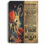 In This House We Play D&D Framed Canvas - Unframed Poster - D And D Boardgame Wall Art, White, 0.75'' Framed Canvas
