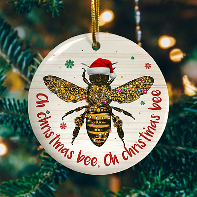 Oh Christmas Bee Christmas Holiday Flat Circle Ornament Keepsake