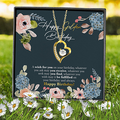 Happy Golden Birthday A Wish For You On Your Birthday Forever Love Heart Pendant Necklace - Golden Birthday Gifts