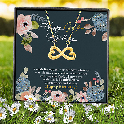 Happy Golden Birthday A Wish For You On Your Birthday Infinity Heart Pendant Necklace - Golden Birthday Gifts