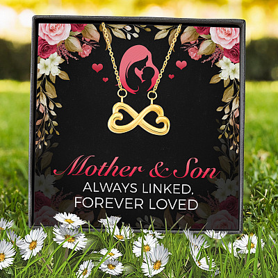 Mother And Son Always Linked Forever Loved Mom Gifts From Son Infinity Heart Pendant Necklace