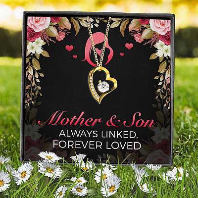 Mother And Son Always Linked Forever Loved Mom Gifts From Son Forever Love Heart Pendant Necklace