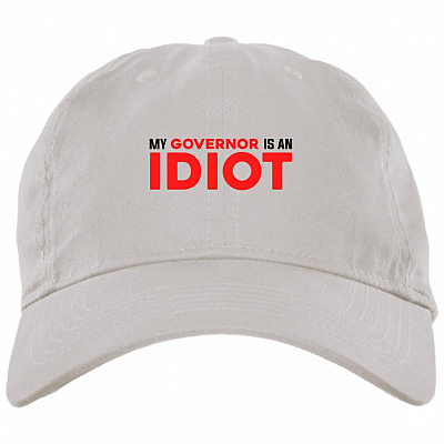 My Governor Is an Idiot, White, Brushed Twill Dad Cap