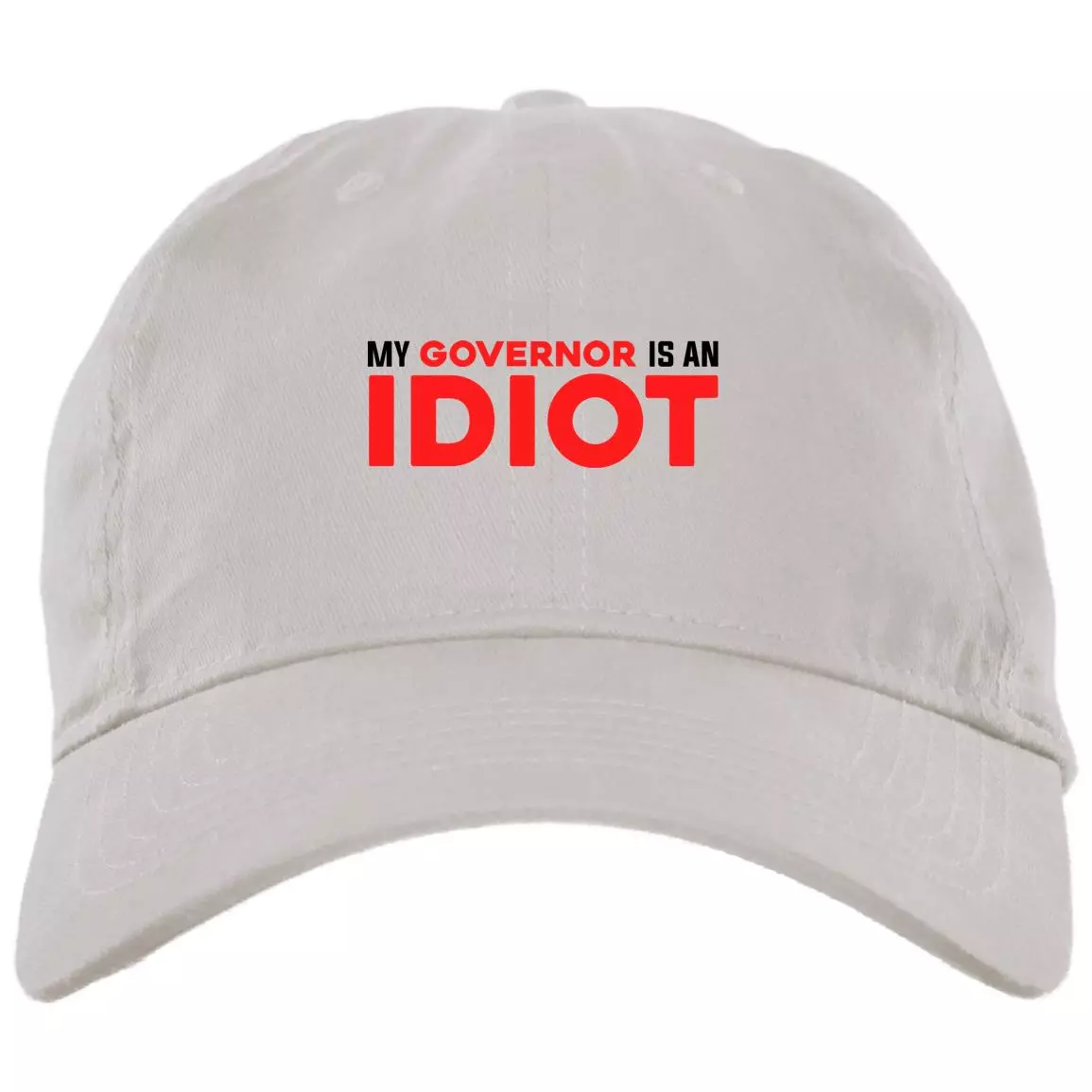My Governor Is an Idiot, White, Brushed Twill Dad Cap