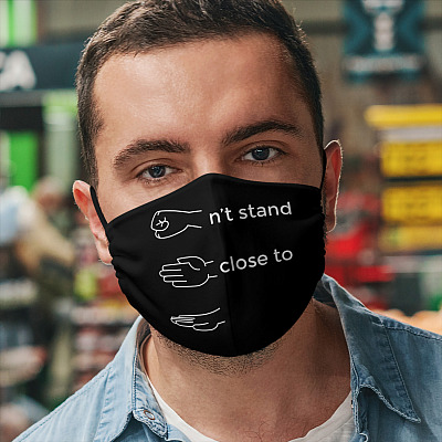 Alternative view of Quarantine Don't Stand Close To Me ASL Social Distancing Washable Reusable Custom Printed Cloth Face Mask Cover