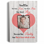 Custom Photo Father Daughter Quotes Framed Canvas Prints - Unframed Poster - Home Decor Wall Art, White, 0.75'' Framed Canvas