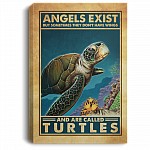 Angels Exist but Sometimes They Don't Have Wings and Called Turtles Lovers Framed Canvas - Unframed Poster, White, 0.75'' Framed Canvas