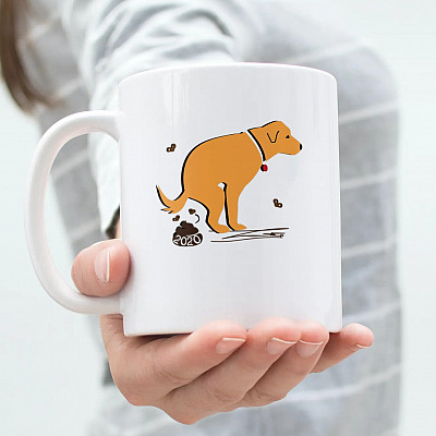 Alternative view of Funny Dog Poop 2020 What A Shit Show Pandemic Ceramic Coffee Mug - Dog Pooping 2020 Mug