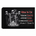 Personalized This Is Us A Little Bit Crazy Loud Skull Biker Couple Canvas Poster - Skull Motorcycle Wall Art, White, 0.75'' Framed Canvas