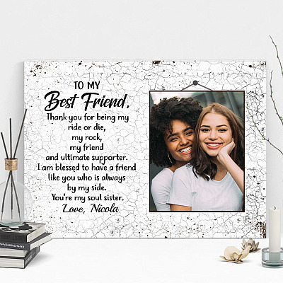 Alternative view of Custom Photo To My Best Friend Thank You For Being My Ride Gallery Wrapped Framed Canvas Prints-Unframed Poster