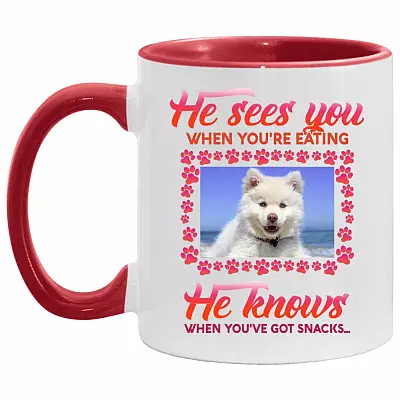 Personalized Photo Accent Mug, White/Red, 11 oz. Accent Mug