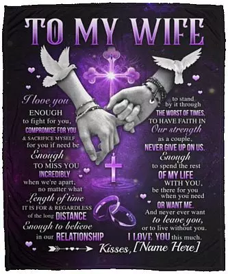 Personalized to My Wife I Love You Blanket, White, Cozy Plush Fleece Blanket - 50x60