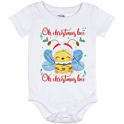Oh Christmas Bee Cute Baby Onesie, White, Baby Onesie - 12 Month