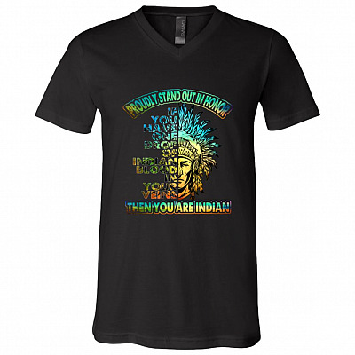 Proudly Native American, Black, V-Neck T-Shirt