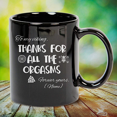 Alternative view of Personalized Viking Ceramic Coffee Mug - To My Viking Thanks For All The Orgasms Beer Stein - Water Bottle