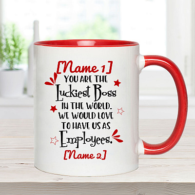 Alternative view of Personalized You Are The Luckiest Boss In The World We Would Love To Have Us As Employees Accent Mug - Coffee Mug