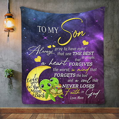 Alternative view of To My Son Mink Blaket - Prays To Have Eyes Always That See The Best In People Woven Blanket