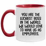 You Are The Luckiest Boss, White/Red, 11 oz. Accent Mug