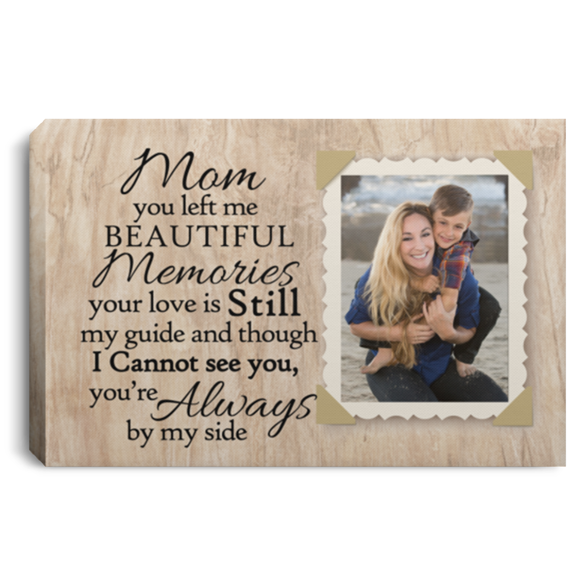Custom Photo You Left Me Beautiful Memories Framed Canvas Prints - Unframed Poster - Home Wall Art, White, 0.75'' Framed Canvas