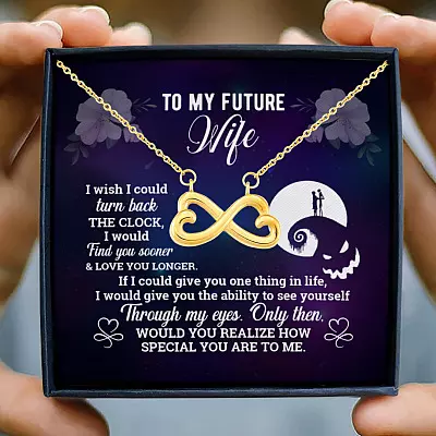 Jack And Sally To My Future Wife I Wish I Could Turn Back The Clock From Husband Infinity Heart Pendant Necklace