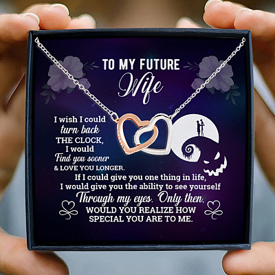 Jack And Sally To My Future Wife I Wish I Could Turn Back The Clock From Husband Interlocking Hearts Necklace