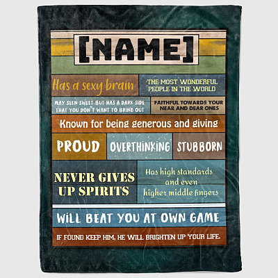 Alternative view of Personalized Couple Has A Sexy Brain The Most Wonderful People In The World Fleece Blanket - Mink Blanket