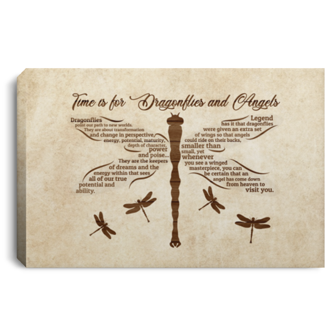 Dragonflies and Angels Gallery Wrapped Framed Canvas Prints - Unframed Poster - Home Decor Wall Art, White, 0.75'' Framed Canvas
