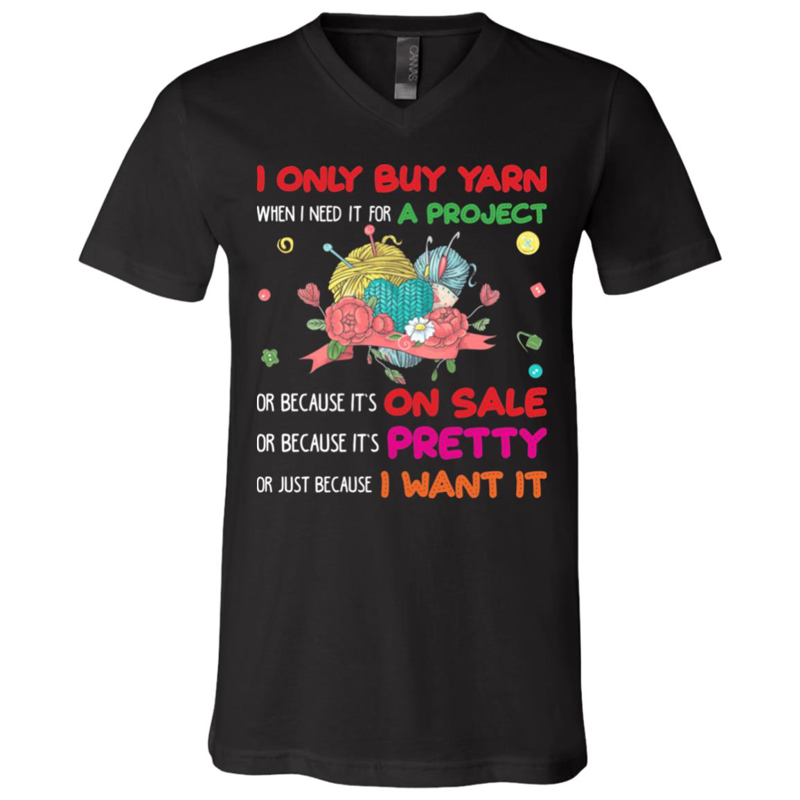 Knitting Tshirt, Black, V-Neck T-Shirt