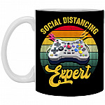 Social Distancing Mug, Black, 11 oz. White Mug