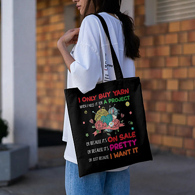Alternative view of Knitting I Only Buy Yarn When I Need It For A Project Funny All Over Print Tote Bag - Gift For Knitting Lover Bag