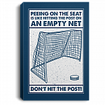Hockey Don't Hit The Post Gallery Wrapped Framed Canvas Prints - Unframed Poster - Home Decor Wall Art, White, 0.75'' Framed Canvas