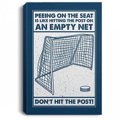 Hockey Don't Hit The Post Gallery Wrapped Framed Canvas Prints - Unframed Poster - Home Decor Wall Art, White, 0.75'' Framed Canvas