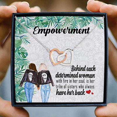 Alternative view of Besties Empowerment Behind Each Determined Woman Is Soul Sisters Best Friends Interlocking Hearts Necklace