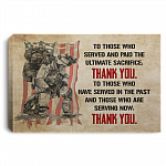 Veteran Gift - to Those Who Served and Paid the Ultimate Sacrifice Thank You Framed Canvas - Unframed Poster, White, 0.75'' Framed Canvas